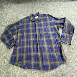 Jacob Miller Shirt Mens XL Blue Purple Plaid Long Sleeve Wool Blend‎ Button Down